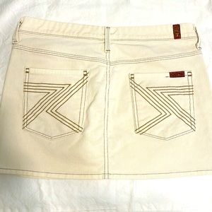 7 for Mankind Cream corduroy Mini skirt. Size 28.